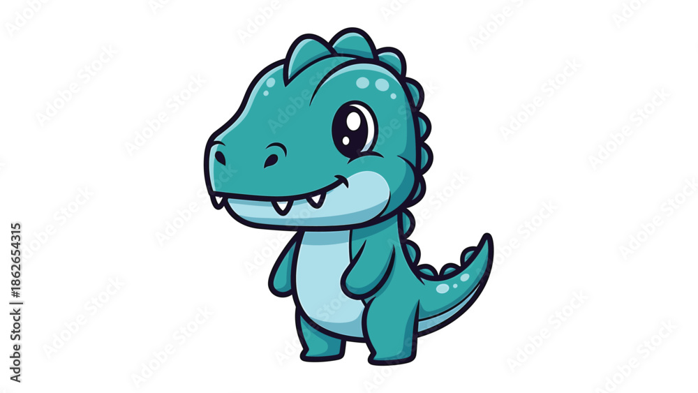 Obraz premium Adorable Cartoon Dinosaur Character Illustration with Cute Design.