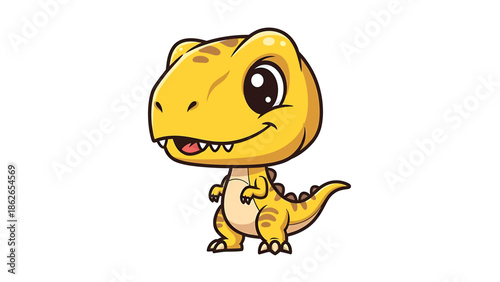 Adorable Cartoon Tyrannosaurus Rex Character with Big Eyes.