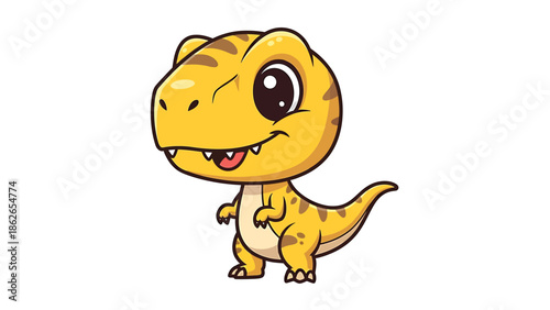 Adorable Cartoon Tyrannosaurus Rex Character with Big Eyes.
