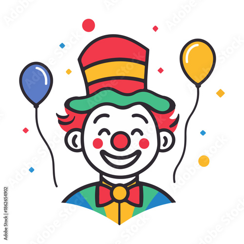 clown, april fool's day, half-body, festival, vector, transparent background, face, fun, funny, costume, person, horror, scary, humor, party, costume