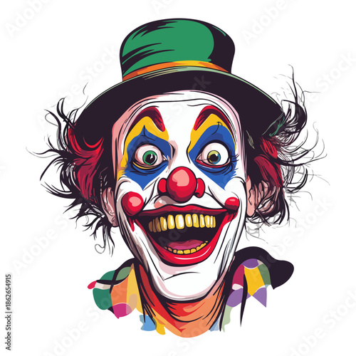 clown, april fool's day, half-body, festival, vector, transparent background, face, fun, funny, costume, person, horror, scary, humor, party, costume