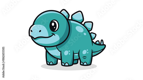Adorable Cartoon Stegosaurus Character with Big Eyes and Spikes.