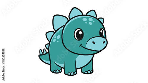Adorable Cartoon Stegosaurus Illustration with Playful Design Elements.