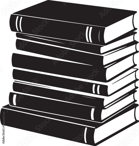 Books Stack Silhouette – Book Vector Black on White”v