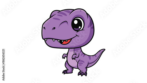 Adorable Purple Cartoon Tyrannosaurus Rex with Big Eyes.
