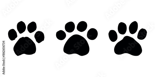 Set of hand drawn cute cat's paw Cat, dog, animal footprint in doodle style Single element for print, web, design, decor, greeting cards, children's prints