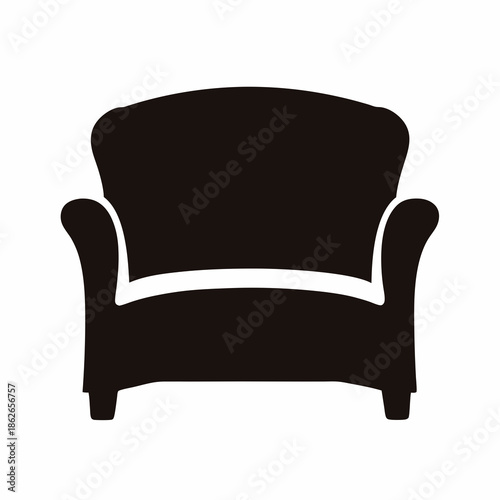 Elegant Black Armchair Silhouette with Curved Arms and Comfortable Seating Design