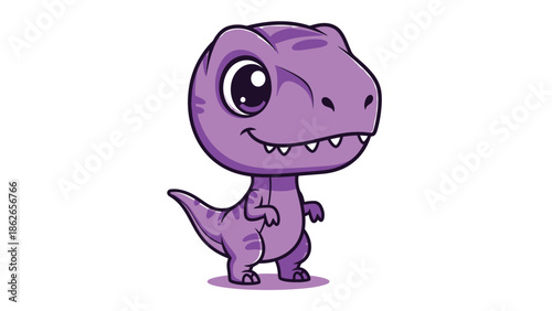 Adorable Purple Cartoon Tyrannosaurus Rex with Big Eyes and a Sweet Smile.