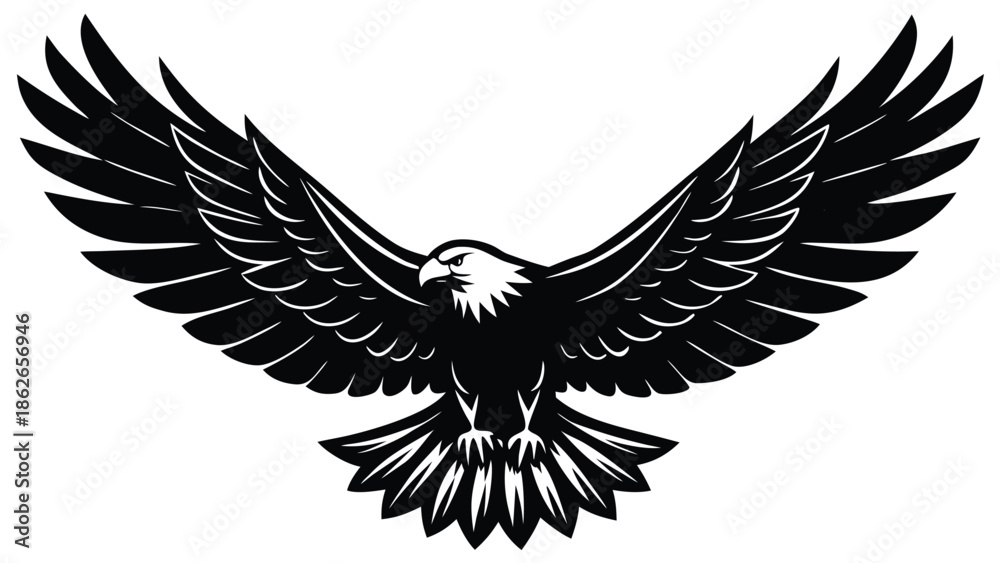 Obraz premium Majestic Eagle in Flight Silhouette