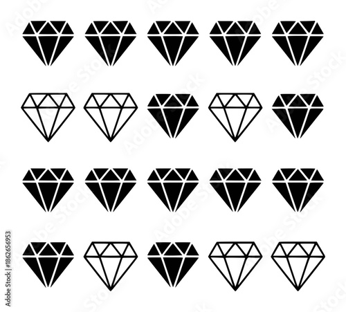 A grid of black diamond shapes a white jewel precious