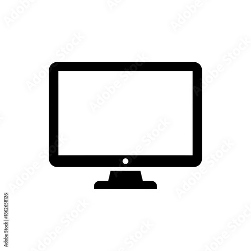 Computer Monitor Icon – Desktop Screen Display Minimal Vector Illustration