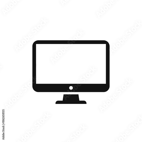 Computer Monitor Icon – Desktop Screen Display Minimal Vector Illustration