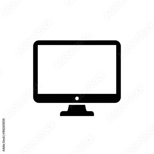 Computer Monitor Icon – Desktop Screen Display Minimal Vector Illustration