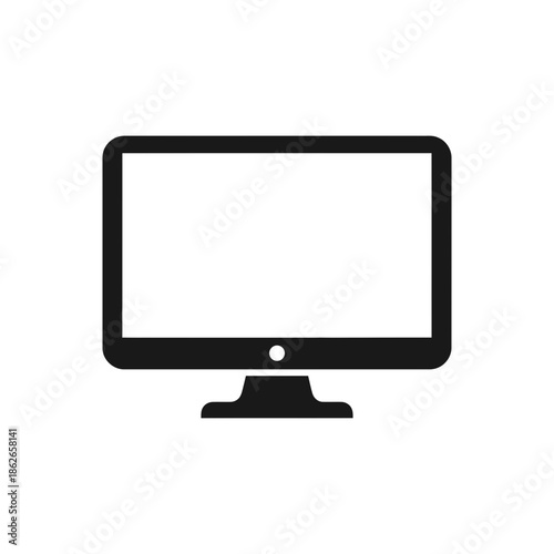 Computer Monitor Icon – Desktop Screen Display Minimal Vector Illustration