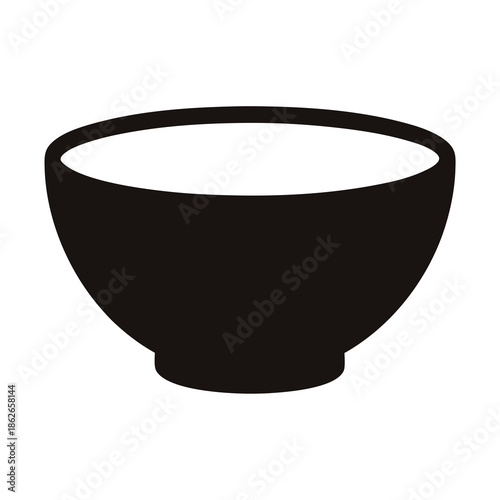 Minimalist depiction of a bowl filled with a white liquid substance