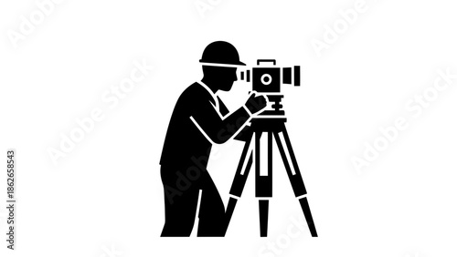 Videographer Silhouette with Camera Tripod – Filmmaking Cinematography Vector Icon