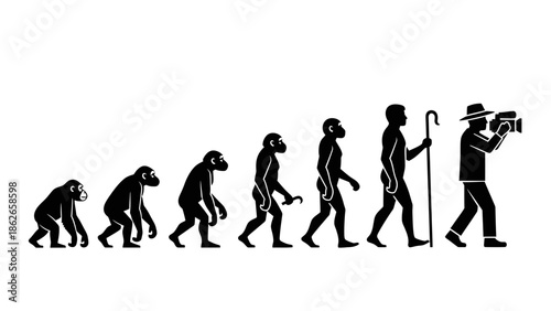 Human Evolution Silhouette Sequence – From Ape to Modern Man Vector Illustration
