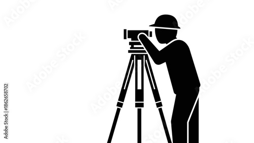 Videographer Silhouette with Camera Tripod – Filmmaking Cinematography Vector Icon