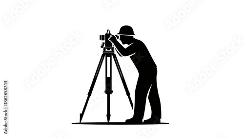 Videographer Silhouette with Camera Tripod – Filmmaking Cinematography Vector Icon