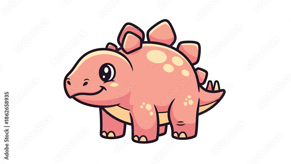 Obraz premium Adorable Cartoon Stegosaurus with Pink Skin and Plates.