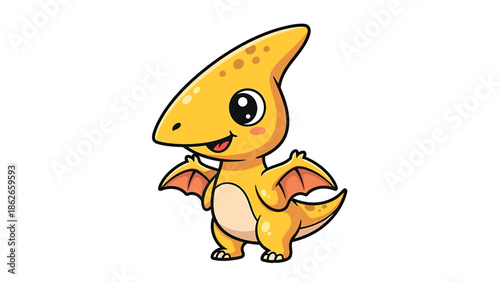 Adorable Cartoon Pterodactyl - A Cute Prehistoric Character Illustration.