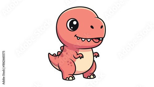 Adorable Cartoon T-Rex Dinosaur Character Illustration on White Background.