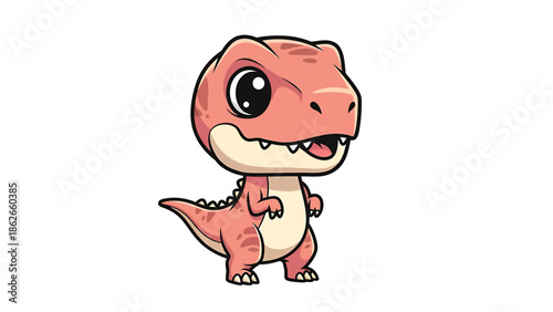 Adorable Cartoon Tyrannosaurus Rex with Big Eyes and Small Arms.