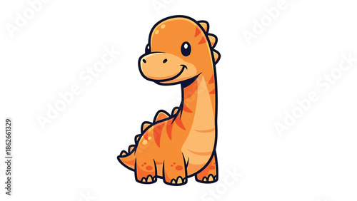 Adorable Orange Cartoon Brontosaurus with a Sweet Smile.