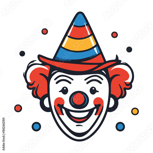 clown, april fool's day, head, face, festival, vector, transparent background, costume, horror, symbol, funny, carnival, party, circus, fun