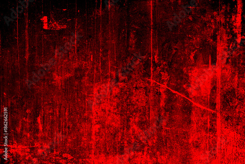 red bloody backdrop, dirty blood scratch grunge for horror crime scene scary wall for background.