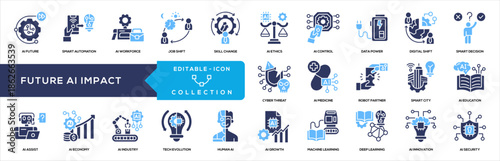 Future AI Impact Glyph Color Icon Collection