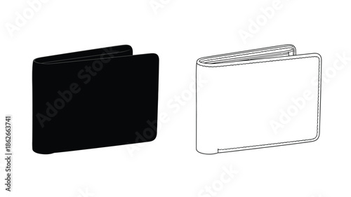 Two wallets presented in contrasting styles a dark silhouette