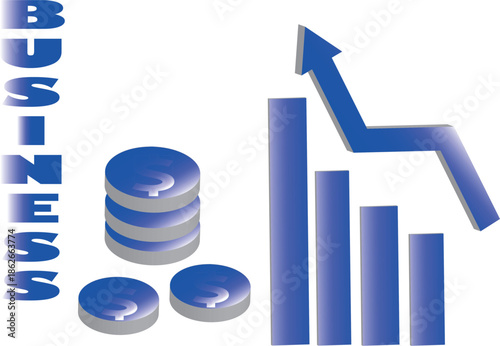 Financial Growth and Success Illustrating Business Success Through Coin Stacks and Upward Trends