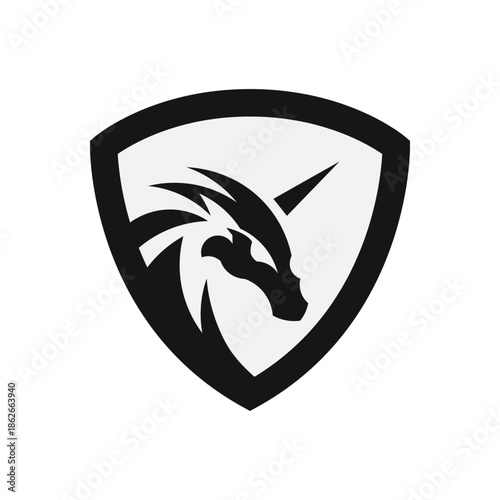 Dragon pegasus emblem logo shield template