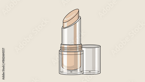Creamy concealer or lipstick stick in a clear plastic tube for precise application and hiding skin imperfections in beauty routines.