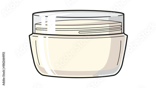 Glass jar filled with white cosmetic cream for facial moisturizing and skin hydration in professional beauty treatments.