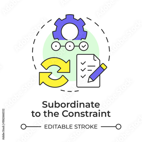 Subordinate to the constraint multi color concept icon. Process management, workflow tasks. Project milestones. Round shape line illustration. Abstract idea. Graphic design. Easy to use in article