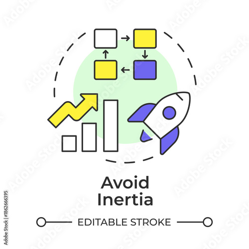 Avoid inertia multi color concept icon. Startup launch. Business growth, strategic planning. Round shape line illustration. Abstract idea. Graphic design. Easy to use in article, infographic