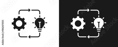 Implement Icon Set Glyph In White And Black Background