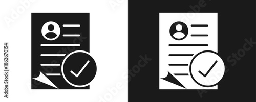 Acceptance Icon Set Glyph In White And Black Background