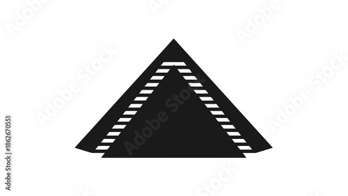 Black road with white lane markings on white background