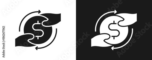 Foto Transaction Icon Set Glyph In White And Black Background