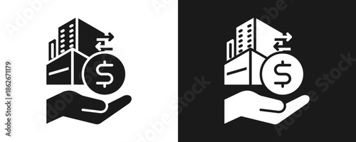 Purchase Icon Set Glyph In White And Black Background