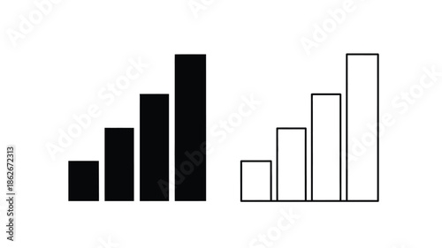 A simple graphic of increasing bar heights presented as a silhouette