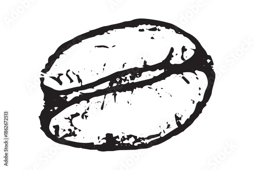 Hand drawn fresh roasted coffee bean Arabica robusta seed doodle Single element for print, web, design, decor