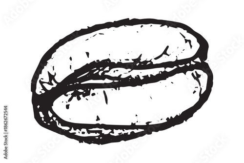 Hand drawn fresh roasted coffee bean Arabica robusta seed doodle Single element for print, web, design, decor