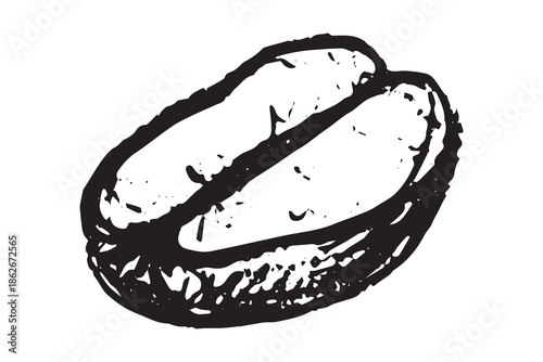 Hand drawn fresh roasted coffee bean Arabica robusta seed doodle Single element for print, web, design, decor