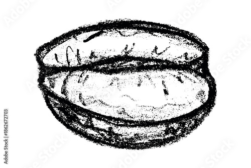 Hand drawn fresh roasted coffee bean Arabica robusta seed doodle Single element for print, web, design, decor