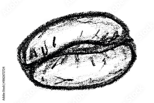 Hand drawn fresh roasted coffee bean Arabica robusta seed doodle Single element for print, web, design, decor