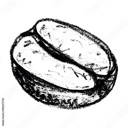 Hand drawn fresh roasted coffee bean Arabica robusta seed doodle Single element for print, web, design, decor